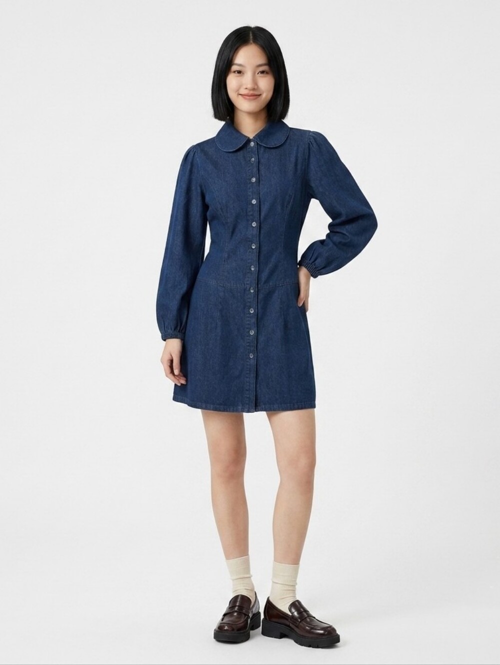 NWOT Button-Front Indigo Blue Denim Dress Size S/6